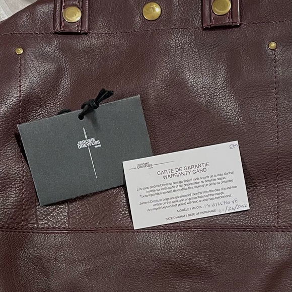 NWT - JEROME DREYFUSS “BOB” LEATHER HANDBAG (BURGUNDY) - Picture 14 of 14